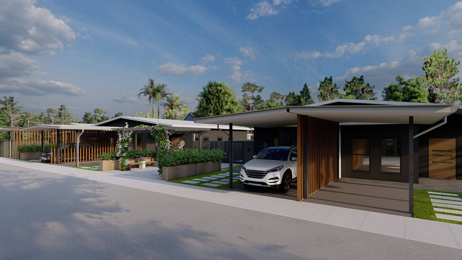 Berserker Villa Front Elevation with Tree View Queensland