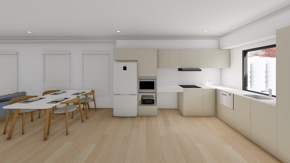 Breton SDA Houses An inviting open-plan communal kitchen, perfect for gathering and culinary creativity