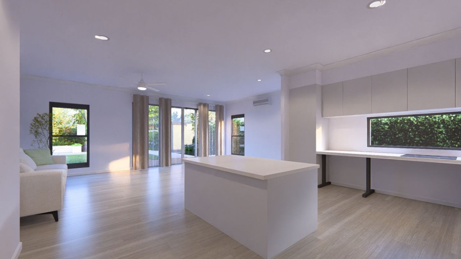 Kingscote Residence with Open-Plan Living and Kitchen Areas